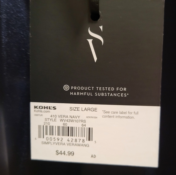 Simply Vera Vera Wang Navy Blue Satin Blouse - Picture 3 of 5